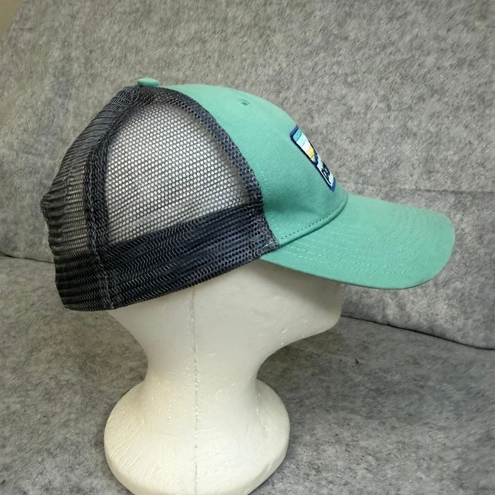 Patagonia‎ Fitz Roy Seafoam Green Charcoal Grey Mesh Snapback Trucker Hat Cap